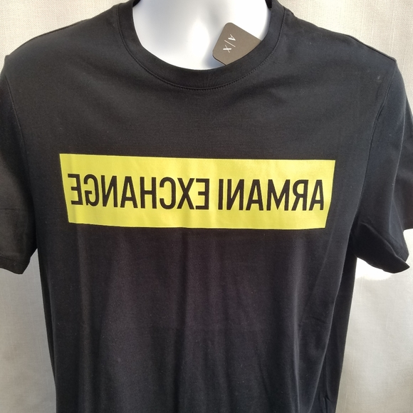 black and yellow armani exchange shirt